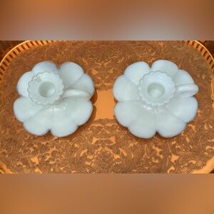 Milk Glass Candle Stick Holders✨